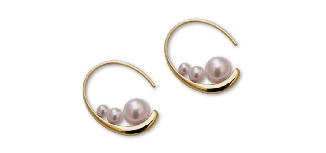 [Lunar Trajectory 1.0] 6 Akoya Flawless Round shape Pearls Earrings, 2.5-3 .5-4 -5.5mm pearls with 10k Gold