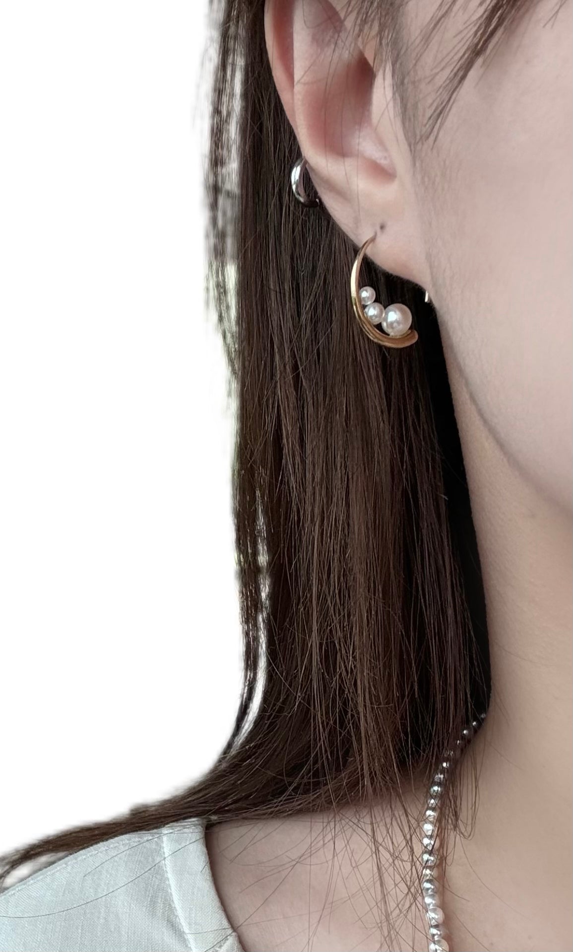 [Lunar Trajectory 1.0] 6 Akoya Flawless Round shape Pearls Earrings, 2.5-3 .5-4 -5.5mm pearls with 10k Gold