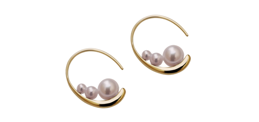 [Lunar Trajectory 1.0] 6 Akoya Flawless Round shape Pearls Earrings, 2.5-3 .5-4 -5.5mm pearls with 10k Gold