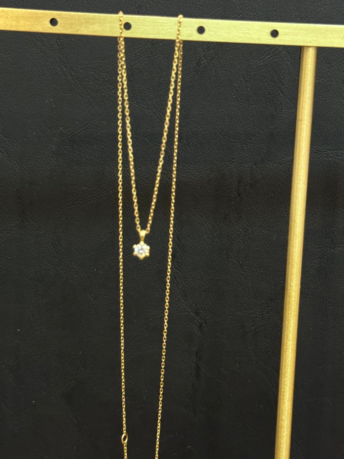 [SHINY STAR] Single Diamond Necklace with 18k Yellow Gold Chain, Good Luck and Love Pendant, Valentine's Gift