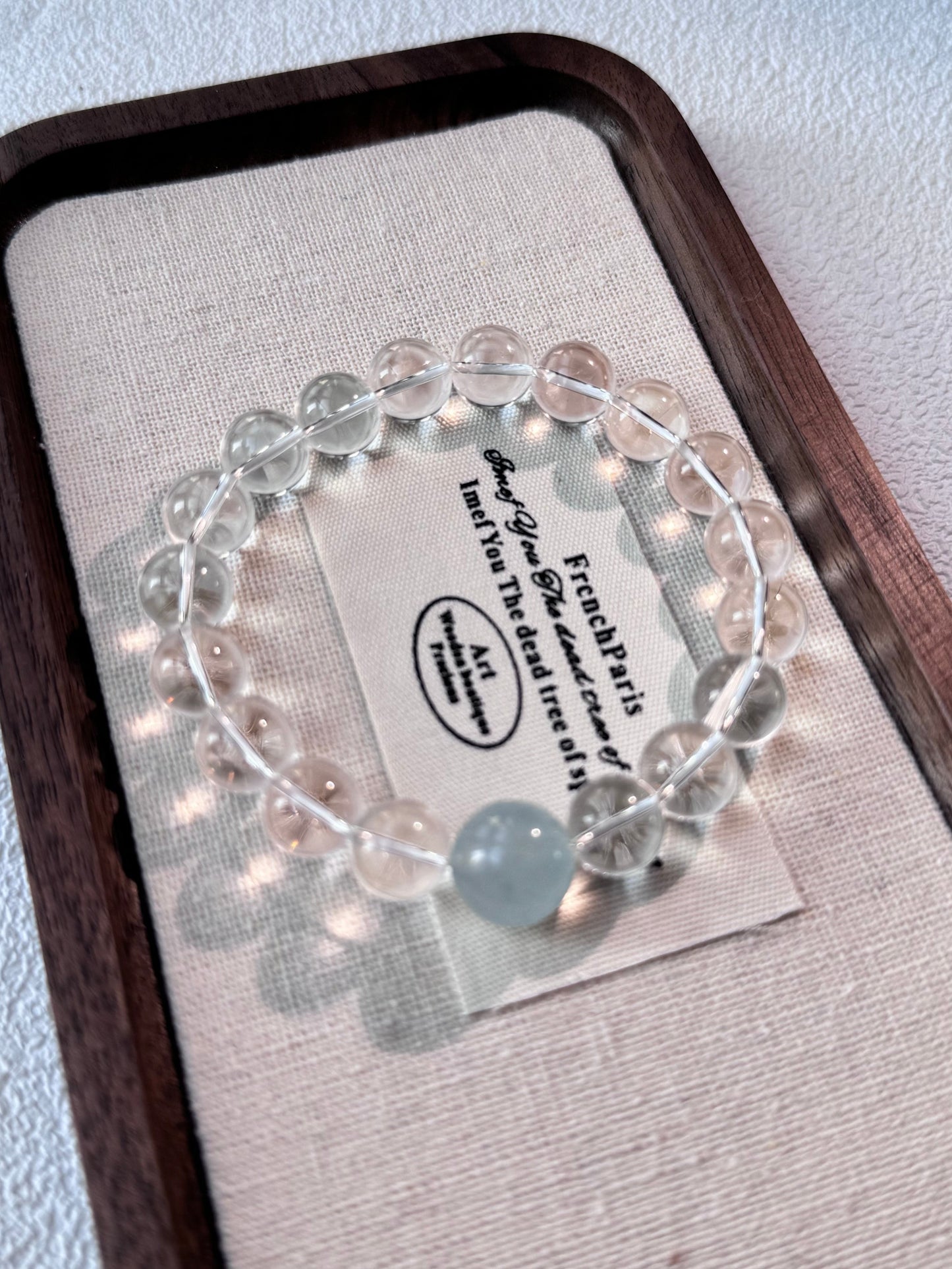 Clear Quartz Crystal and Aquamarine Beads Bracelet