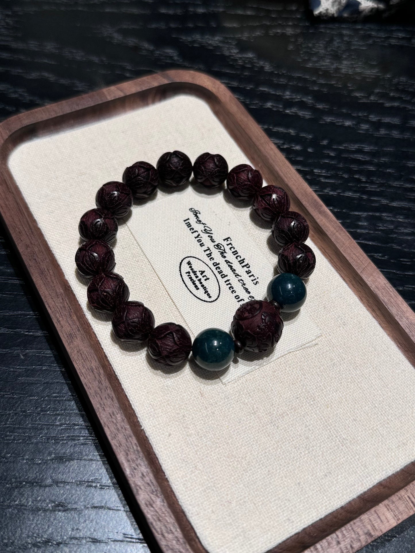 Red sandalwood Lotus Pixiu Classic Style bracelet