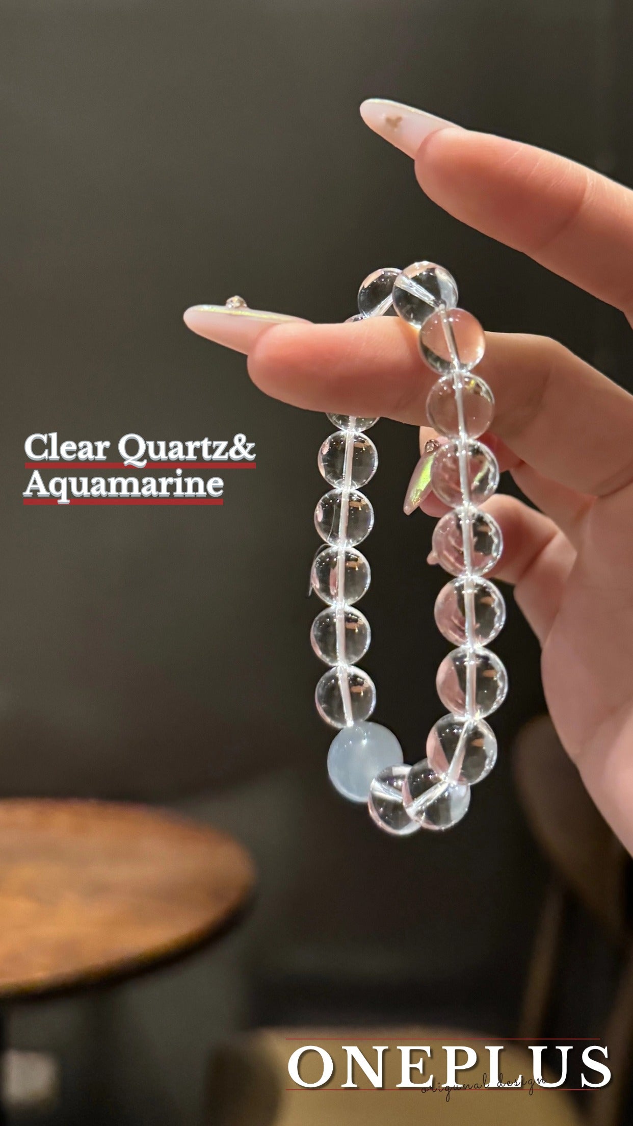 Clear Quartz Crystal and Aquamarine Beads Bracelet