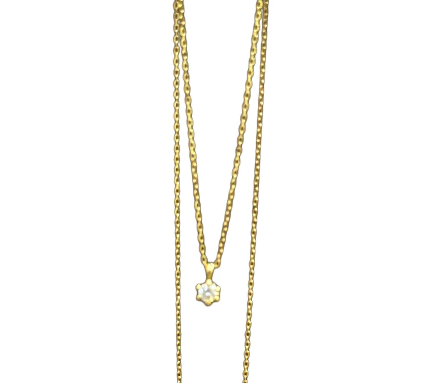 [SHINY STAR] Single Diamond Necklace with 18k Yellow Gold Chain, Good Luck and Love Pendant, Valentine's Gift