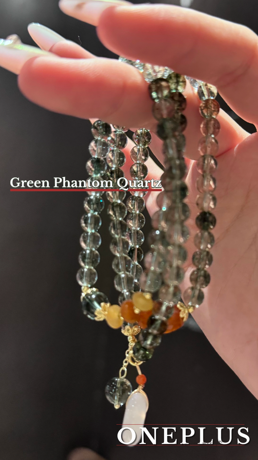 Green Phantom Crystal with Agate Bracelet New Chinese Style