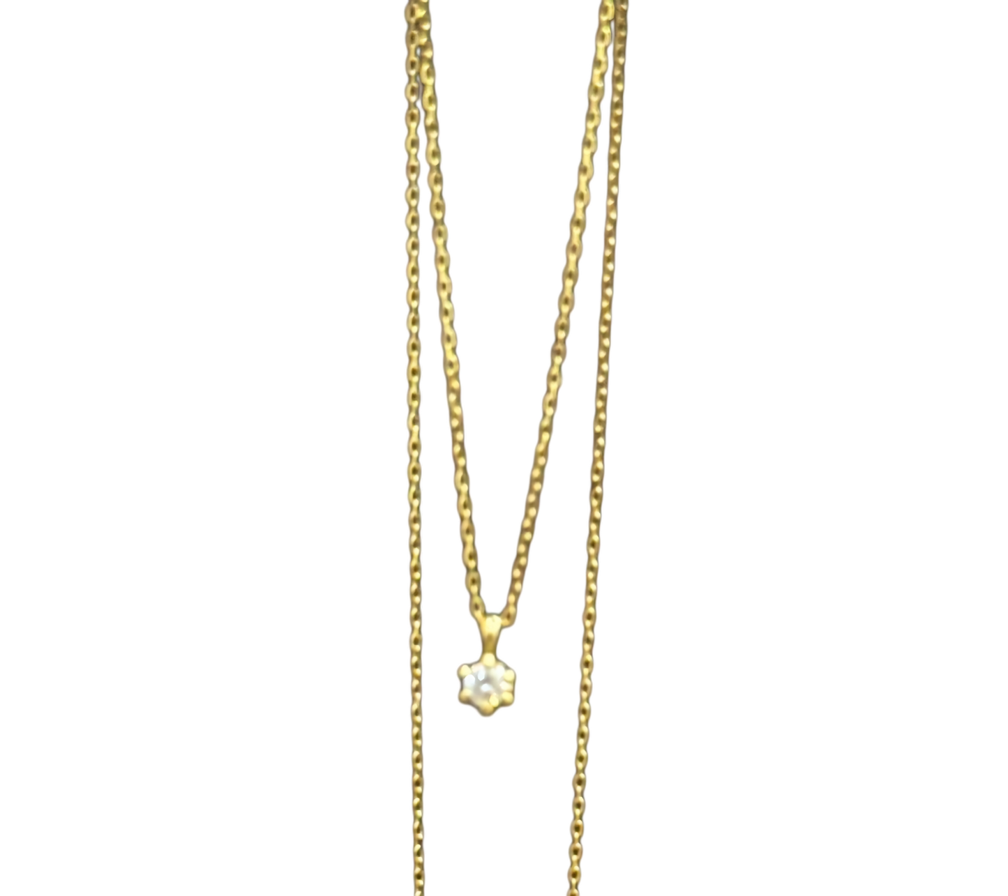 [SHINY STAR] Single Diamond Necklace with 18k Yellow Gold Chain, Good Luck and Love Pendant, Valentine's Gift