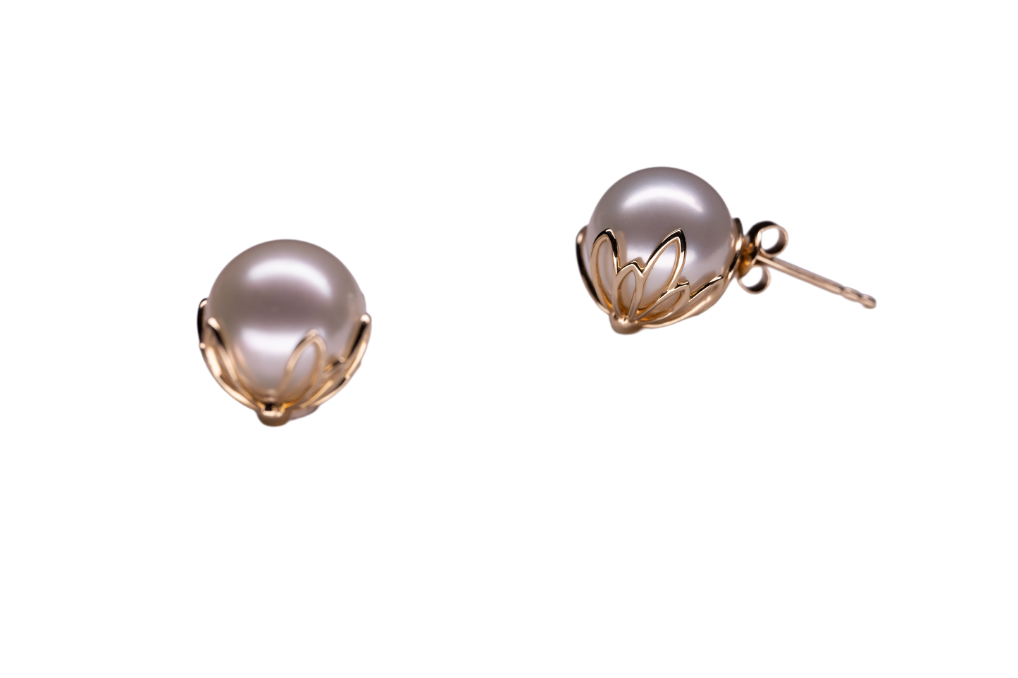 10.5-11mm Australia White Pearl Ear Studs with 18k yellow gold plated base